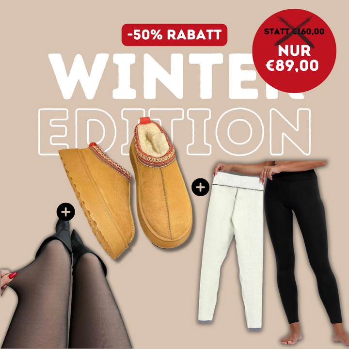 Winter Edition black-Bundle | FleeceFit™ Strumpfhose + FleeceFit™ Leggings + Cushy Slippers